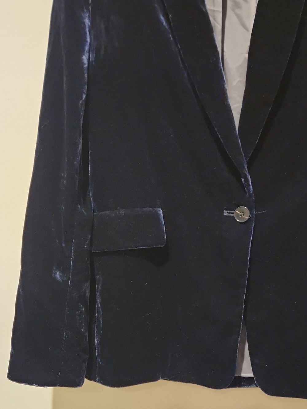 ❤️ BANANA REPUBLIC SLOUCHY VELVET ONE BUTTON BLAZER JACKET - MIDNIGHT BLUE, 2 - Picture 4 of 11